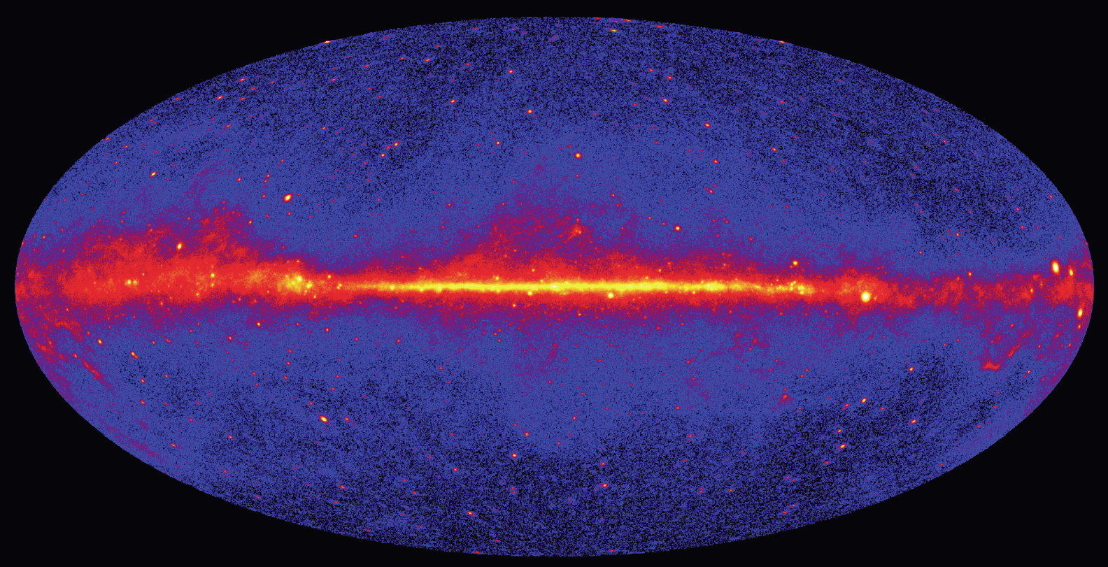 Figure 1: Gamma-ray sky provided by the Fermi telescope. Image credit:Nasa.